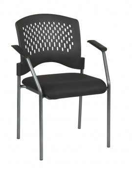 Titanium Finish Visitors Chair with Arms and Plastic Back(8610)