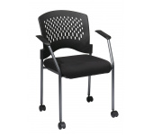 Visitors Chair with Arms, Casters and Plastic Back(8640)