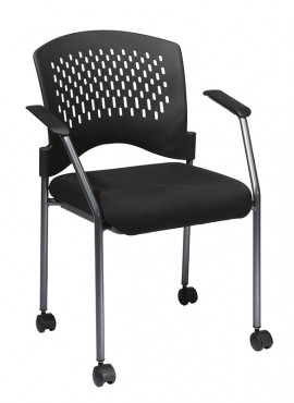Visitors Chair with Arms, Casters and Plastic Back(8640)