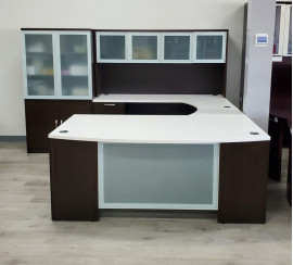 Executive Desk With Front Glass Panel