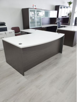 Bow Front Desk White Top/Asian Night Base Bow Front Desk White Top/Asian Night Base